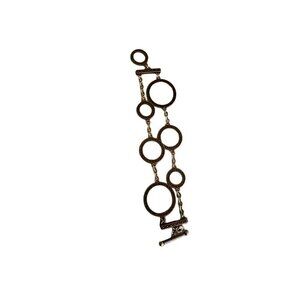 Brighton Silver Toggle Bracelet With Circular Links & Heart Charm